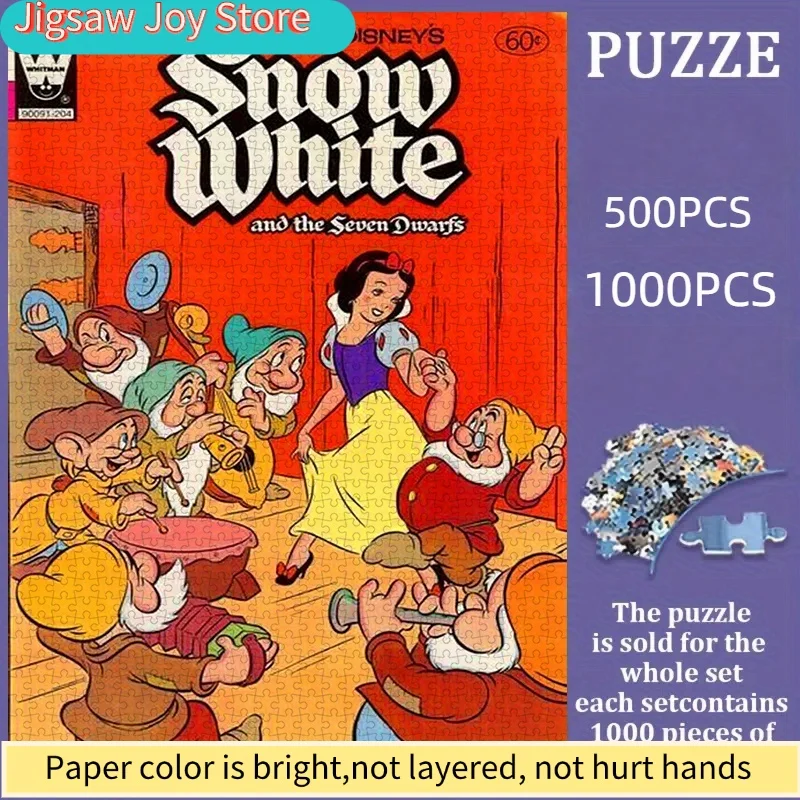 

500/Disney Jigsaw Puzzle, DIY Paper Puzzle, Snow White and the Seven Dwarfs Theme, Thickened White Card Material, Suitable fo