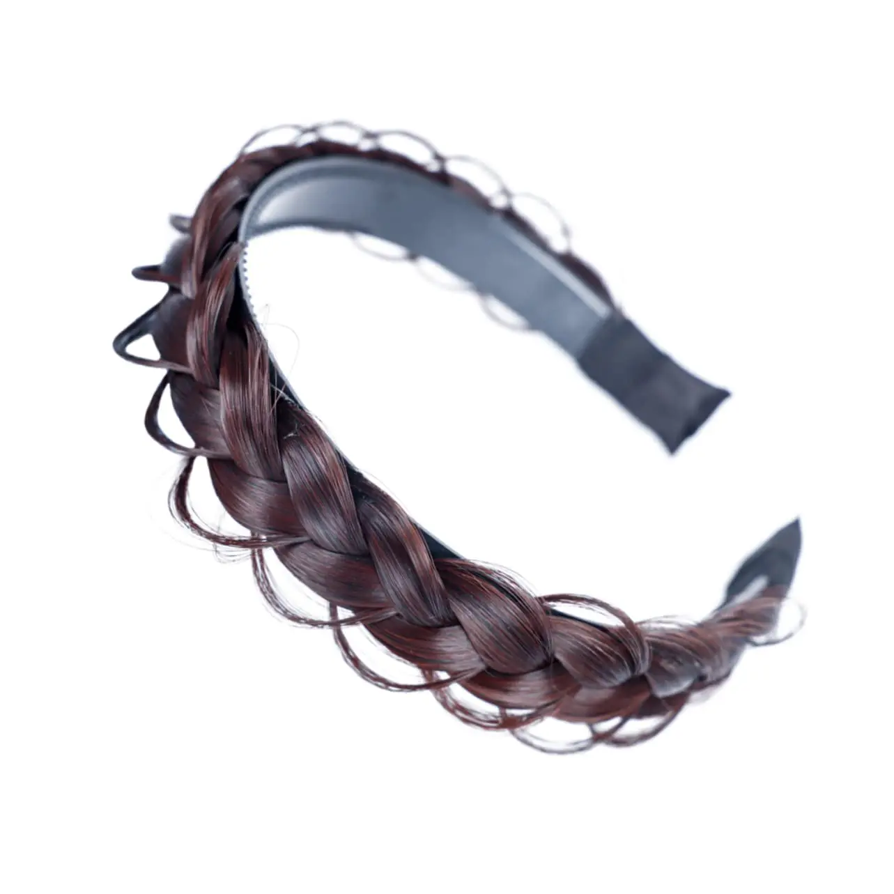 Banda sintética trenzada de espina de pescado, peluca perezosa, diadema trenzada, horquilla, tocado antideslizante, accesorios para el cabello nupcial, 1 pieza