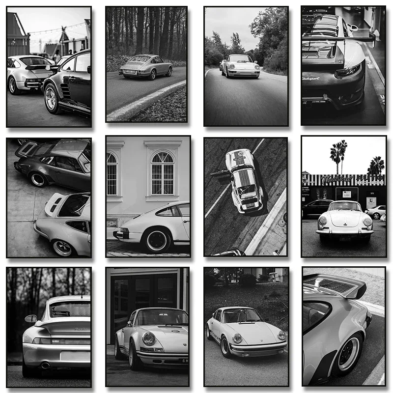 Black and White Luxury Car Vehicle Canvas Poster Prints Modern Fashion Simple Wall Art Home Bedroom Living Room Decoration Mural