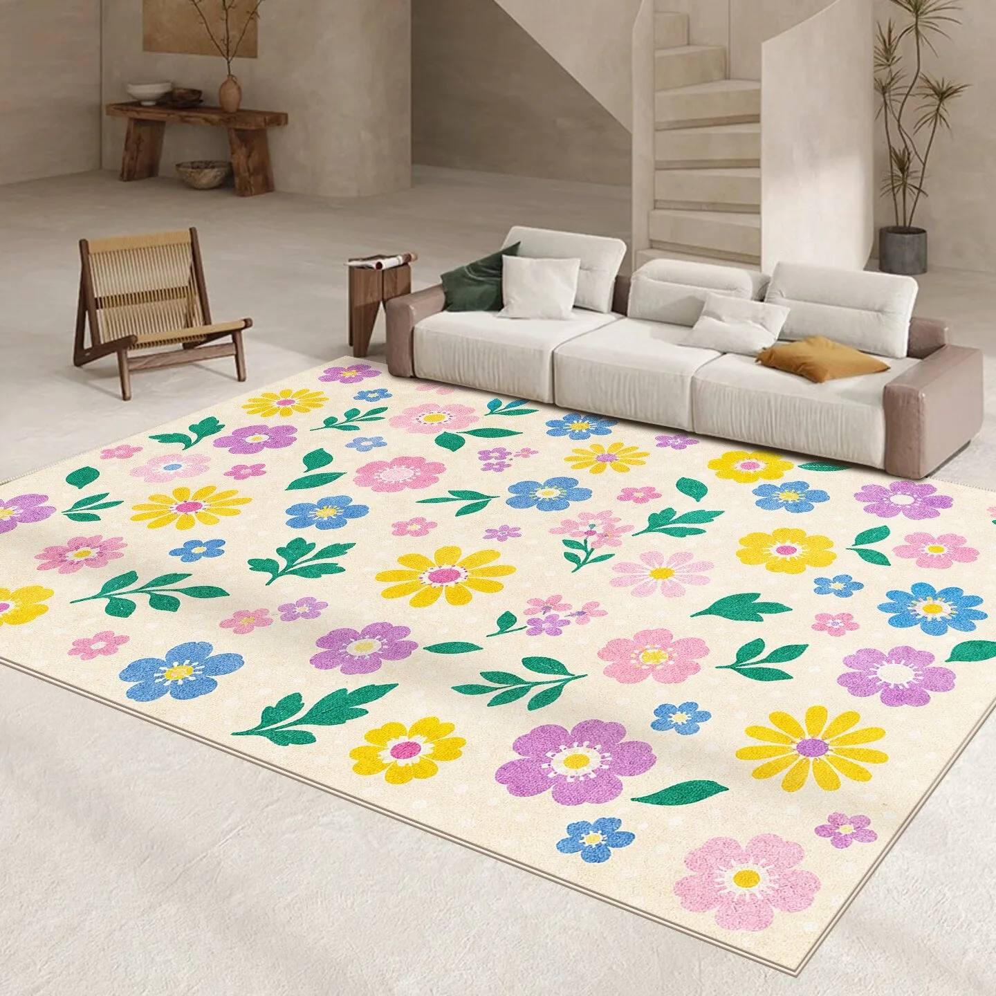 Dopamine Floral Carpet for Living Room Large Area Rugs Non-slip Coffee Tables Floor Mat Bedroom Rug Ковер В Гостиную Tapete 거실러그