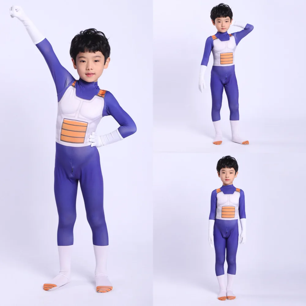 Adult Kids SonGoku Costume Vegeta Cosplay Suit Anime Superheroes Black Hair Halloween Movie Vegeta Costume