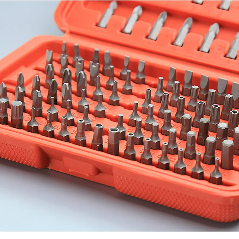 100pcs Screwdriver Bit Set Security Chrome Vanadium CR-V Steel Hex Key Phillips Slotted Tri-Wing Repair Hand Tool Kit
