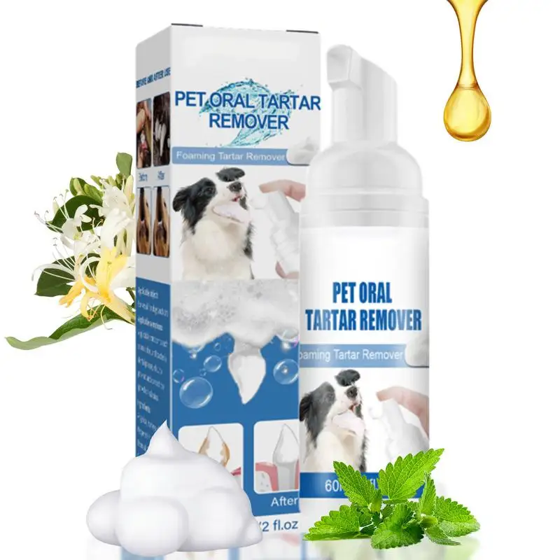 Tartar Remover For Dogs Natural Dental Care Solution Foam Control Tarter And Plaques Clean Teeth Without Brushing.