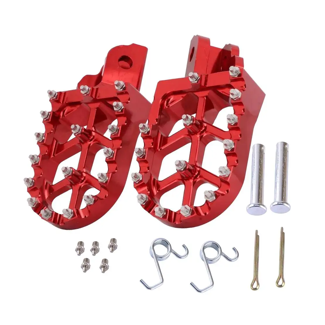 1 Pair Red Motorcycle CNC Dirt Bike Foot Pegs Footrest Pedal Aluminum Alloy fit for Honda CRF110F CRF125F 2014-2024