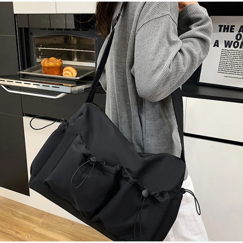 Mehrtaschen-Freizeit-Sporttasche aus Canvas, Umhängetasche für Damen, große Reisetasche, vielseitige leichte Handtasche – Detail 12