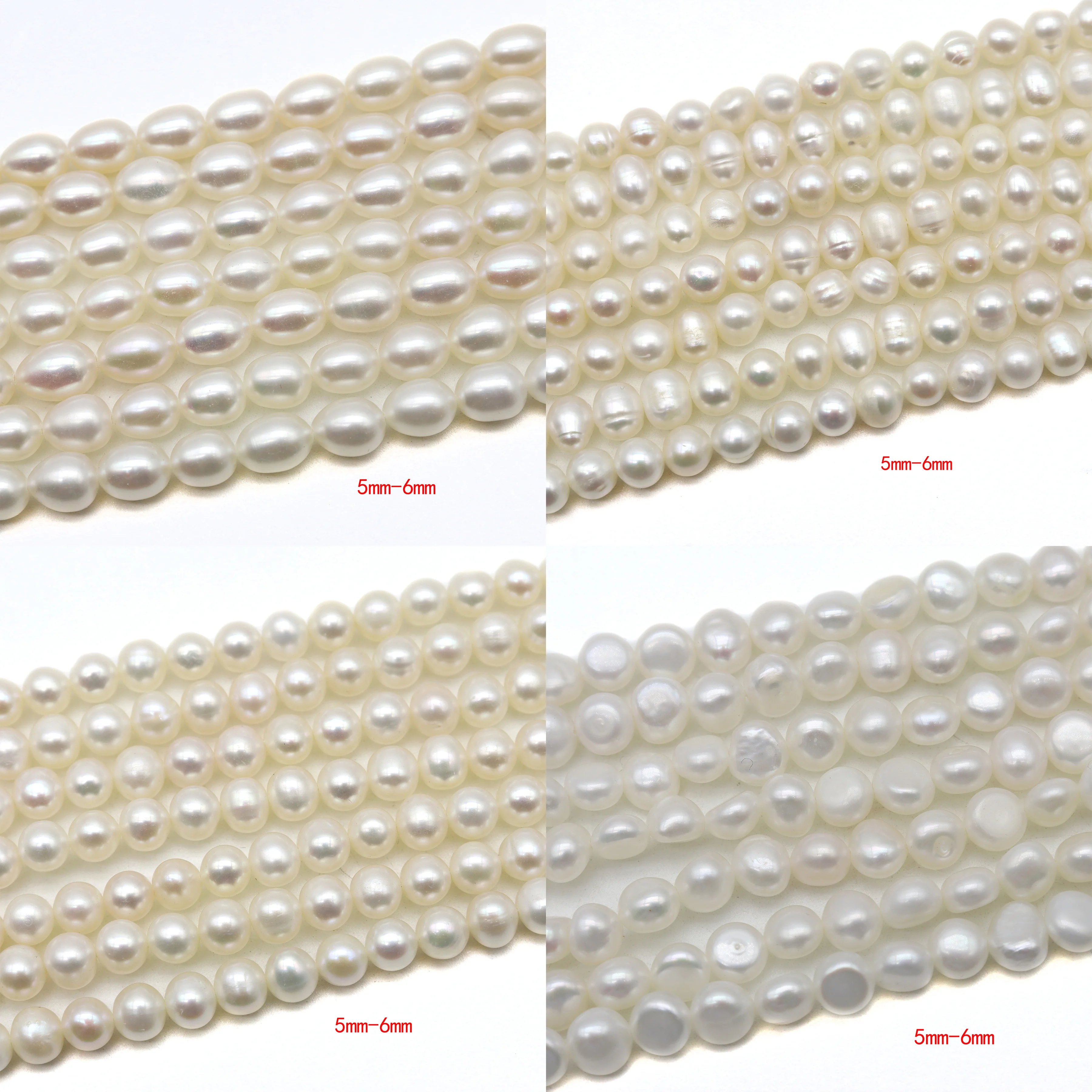 5mm-6mm Natural Freshwater Pearls Beads Rice-shaped Circular Flat-shape Irregular For Jewelry Making DIY Necklaces Accessories