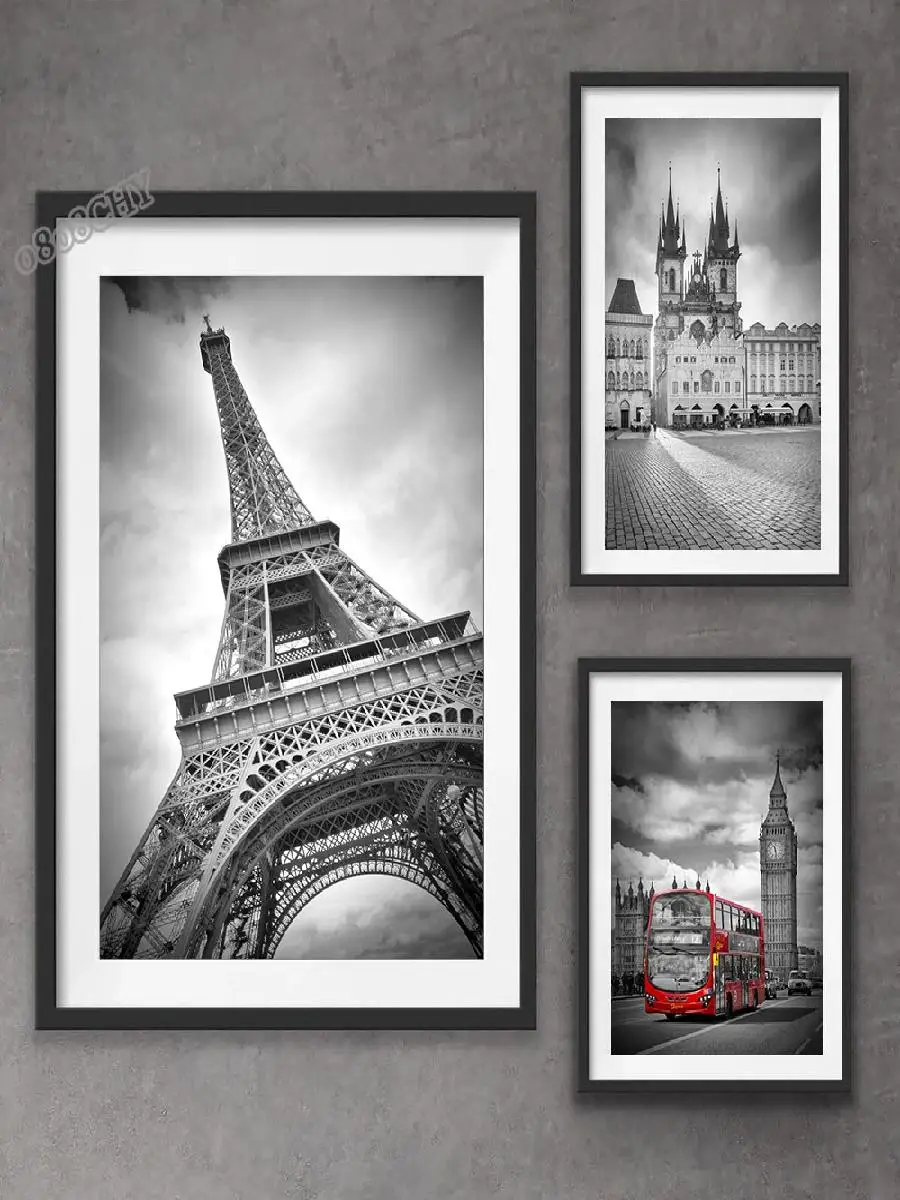 Black  White Cityscape Photography Art  New York London Paris Eiffel Tower Canvas Posters  Fashion Home Decor Wall Mural