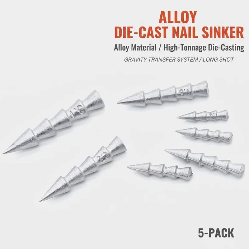 Lead-Free Alloy Nail Sinkers for Neko & Wacky Rigs, Barbed Insert Weights for Soft Plastic Worm Baits, Bass Fishing