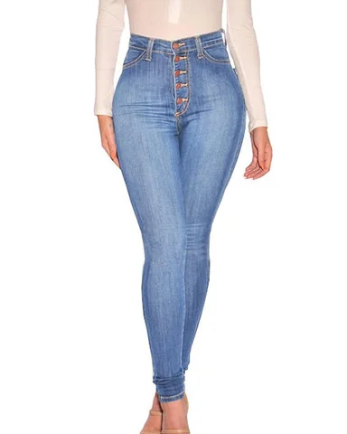 Womens Button Fly  Jeans High Rise Stretchy Denim Pants Big Butt Ass Jeans  Colombian