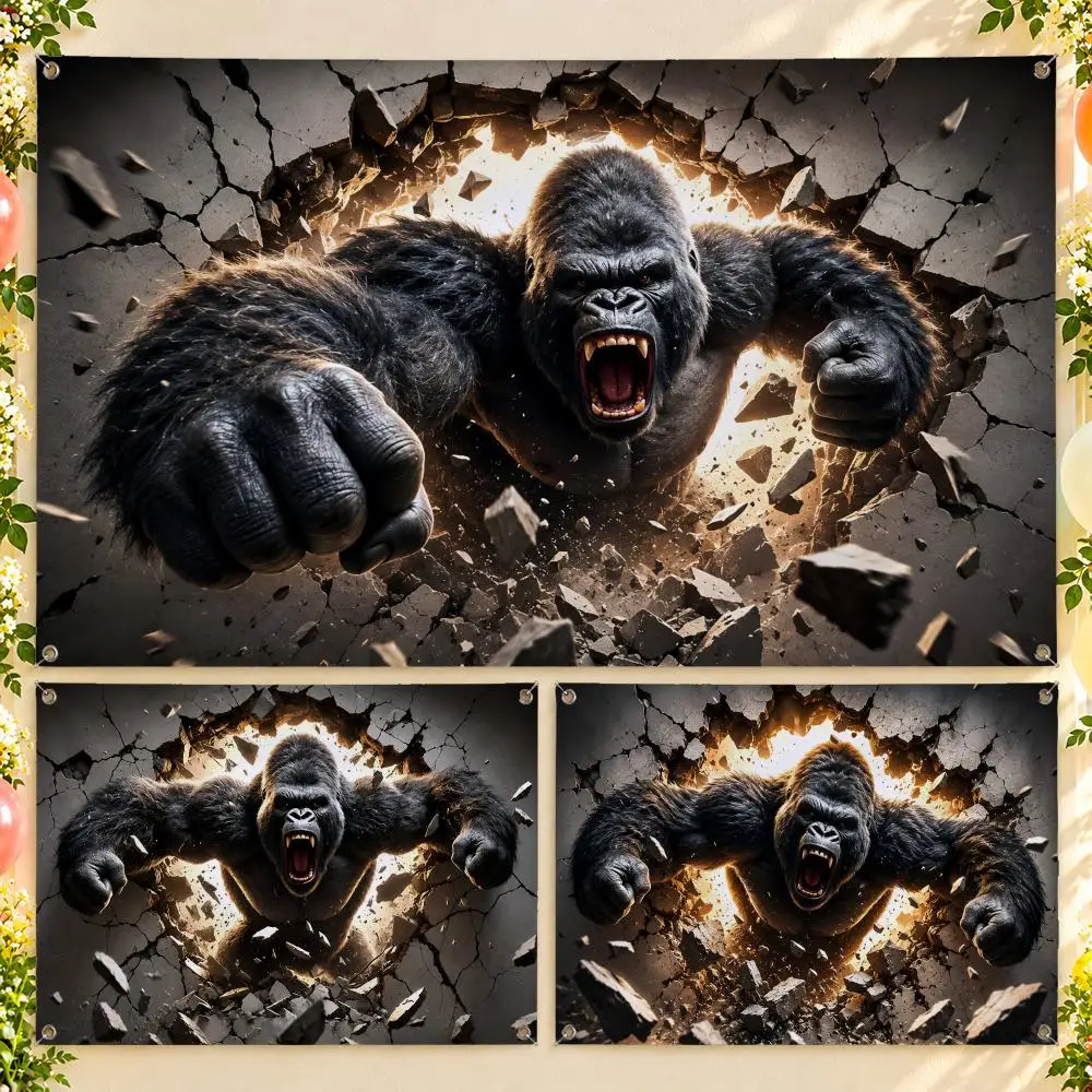 Irritable Gorilla Flags Wall Hanging With 4 Grommets For Bedroom Dorm Room Garden Party