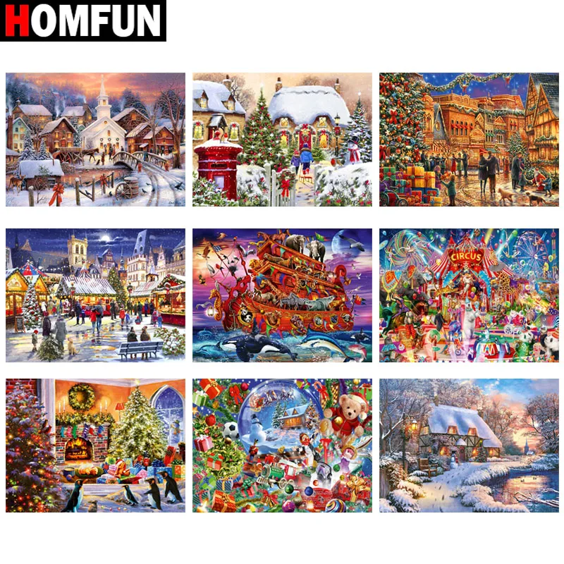 HOMFUN 5D Diamond Pattern Rhinestone Needlework Diy Diamond Painting Cross Stitch \