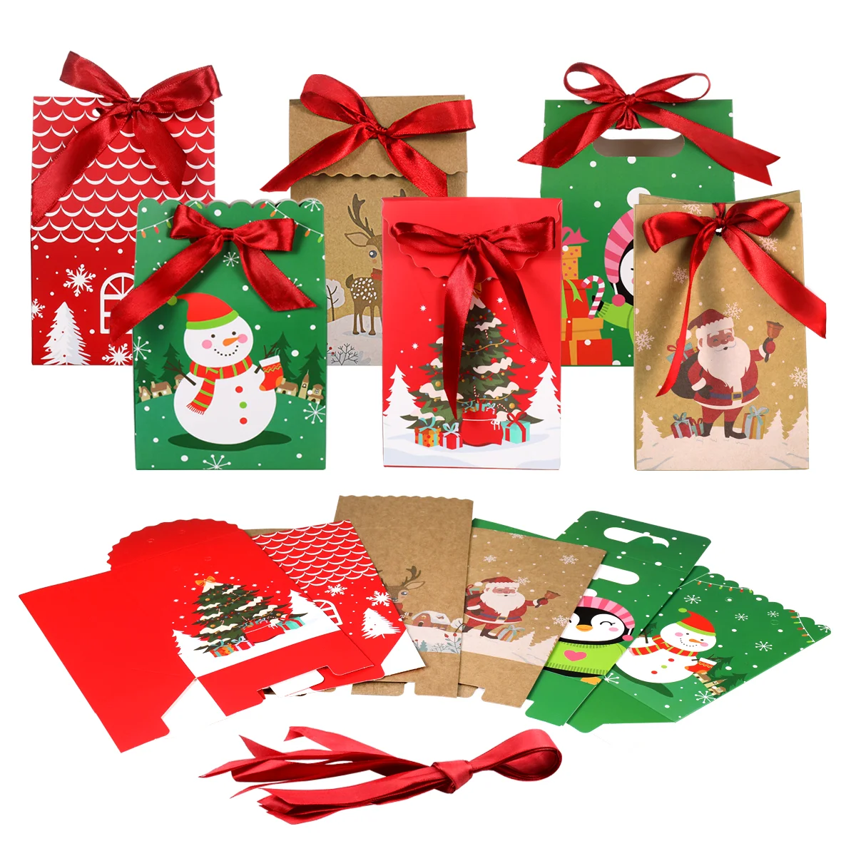 

Christmas Cookie Treat Holders Goodie Paper Boxes Gifts for Stocking Stuffers Candy Favor Bags Small