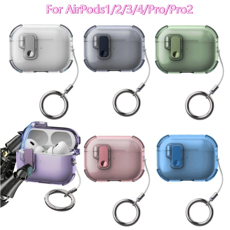 Silicone Case For AirPods1/2/3/4/Pro/Pro2Bluetooth Transparent Protective Cover Shock-proof Dust Proof With Ring-buckle Included