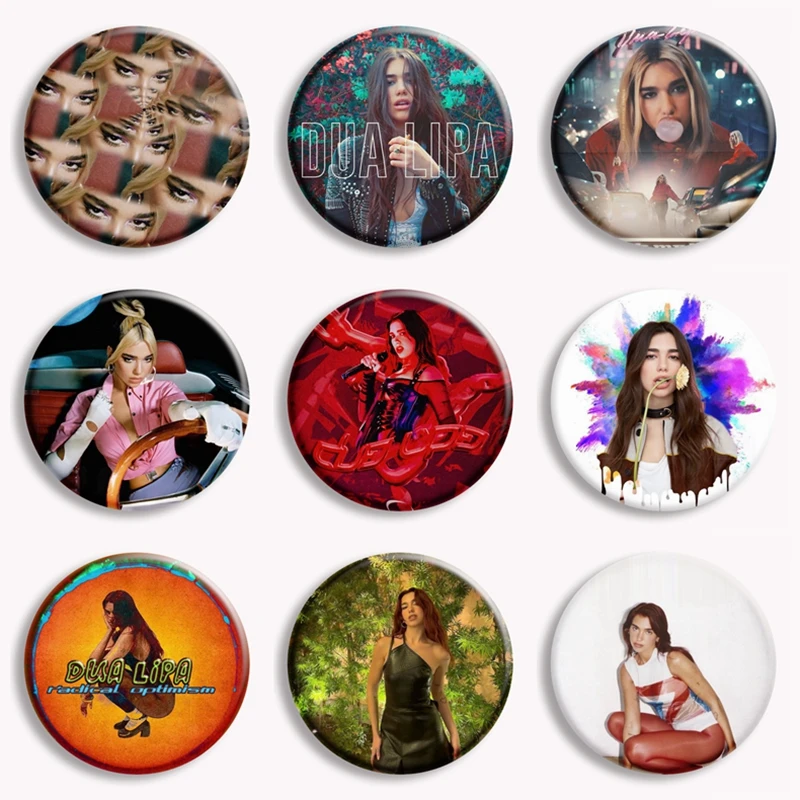 Pop Singer Dualipa Aesthetic Button Pin Album Cover Brooch Badge Bag Accessories Decor Fans Collect Friends Gifts