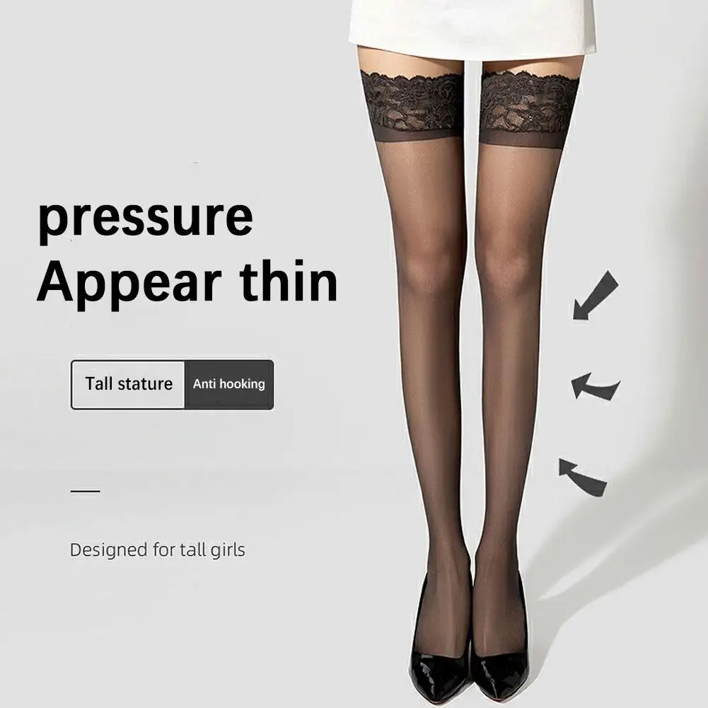 Black Lace High Knee Socks Women's Sexy Stockings Thin Women's Spring And Autumn Stockings Non-slip JK White Mesh Socks Sexy