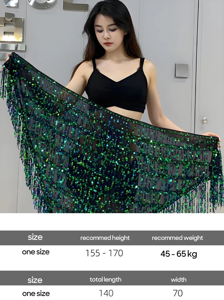 Belly Dance ผ้าพันคอสะโพกเอวเข็มขัดกระโปรงเลื่อมพู่ Sagu Heavy Industry กลองประสิทธิภาพการปฏิบัติชุด
