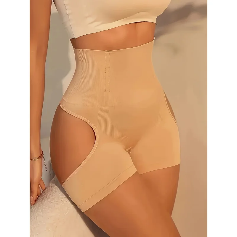 1pc High-Waisted Butt Lifting Shapewear Shorts - Tummy Control, No Padding, Solid Color, High Support