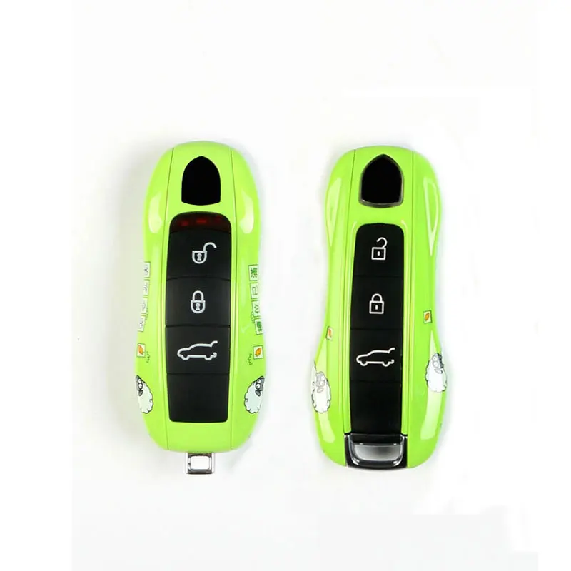 3-Piece Set Painted Car Key Cover Key Fob Shell Fit for Porsche Macan Cayenne 718 Cayman 911 Panamera Boxster Taycan