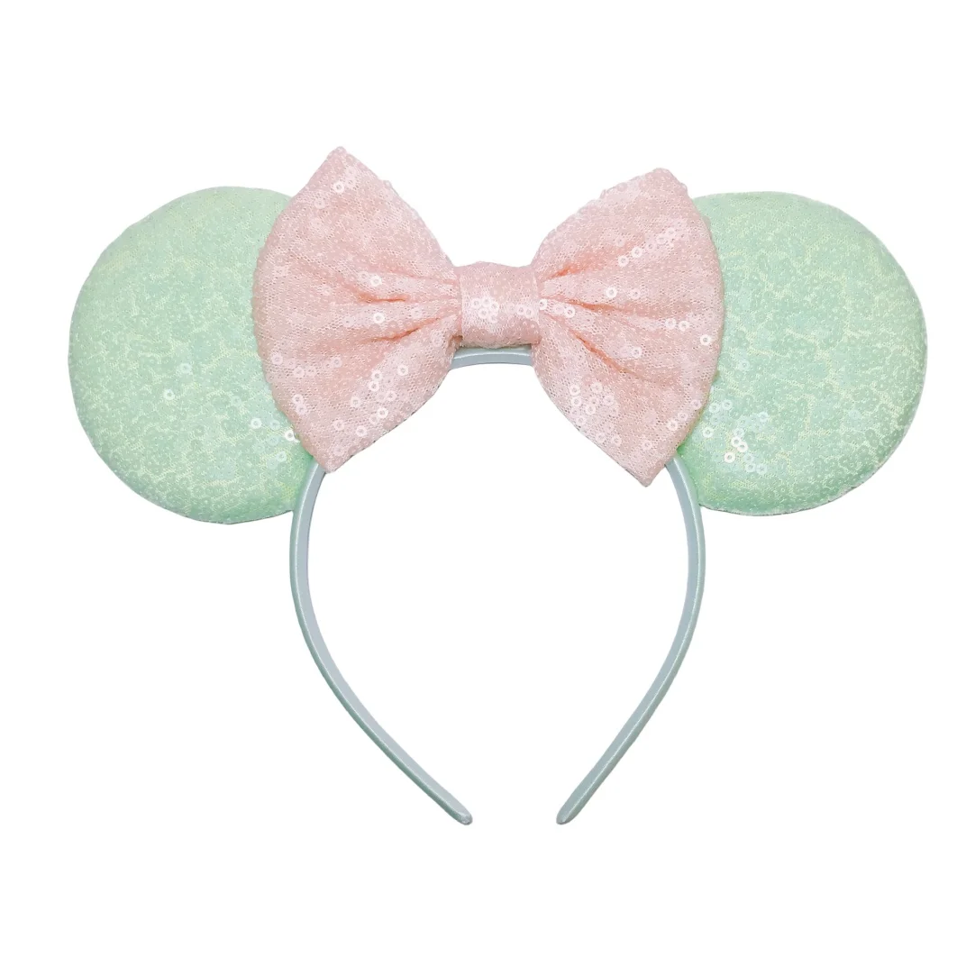 Classic Embroidery Sequin Mouse Ears Headband Girls Glitter Bow Party Hairband Women Festival Headwear DIY Kids Hair Accessories