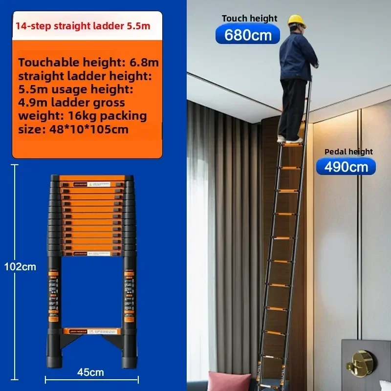 Home, Outdoor, Indoor, Folding, Telescopic, Herringbone Ladder, Thickened, Anti slip Engineering, Decoration, Straight Ladder