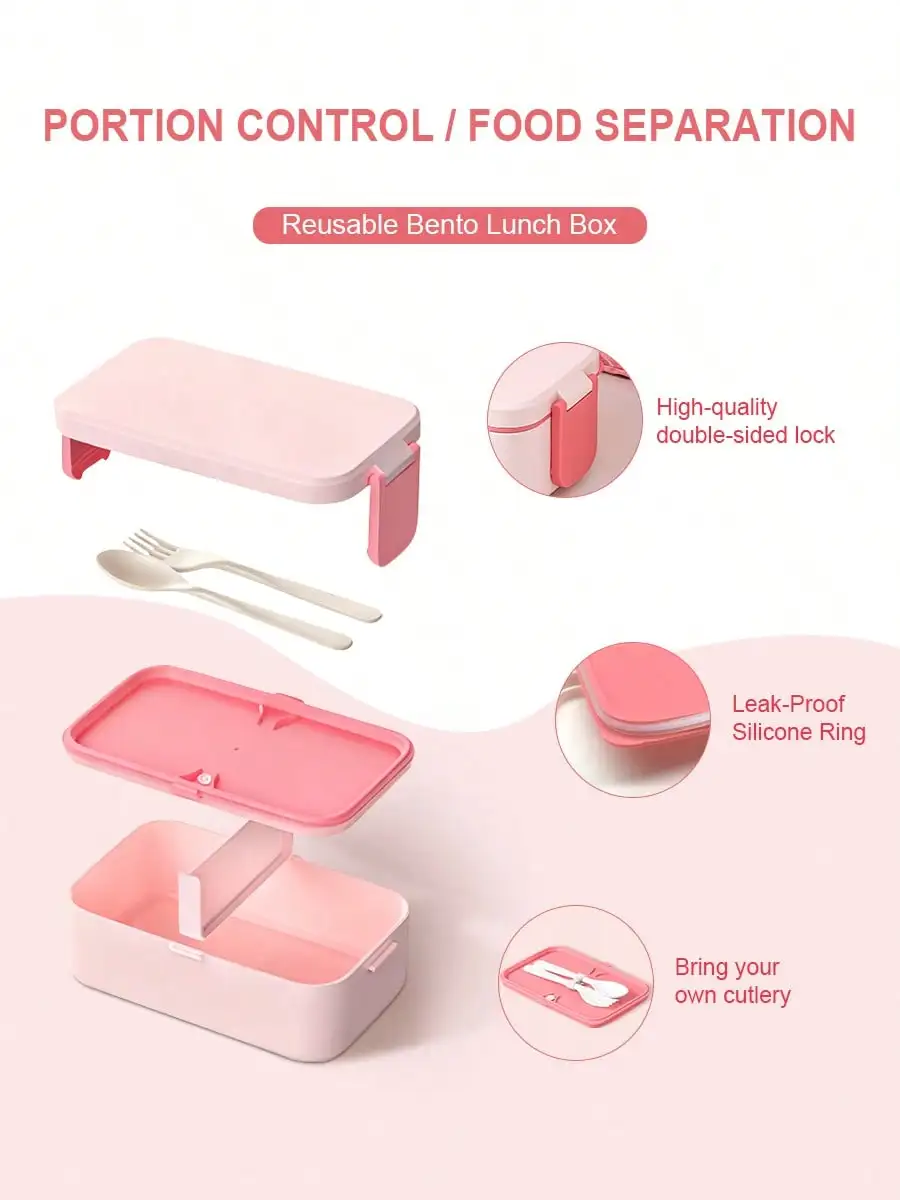 Three-Piece Portable Lunch Box Set, Including Thermal Bag, Lunch Box And Soup Cup, Available In Pink/Blue/Yellow, Microwaveable, Suitable For Outdoor Dining At School And Work