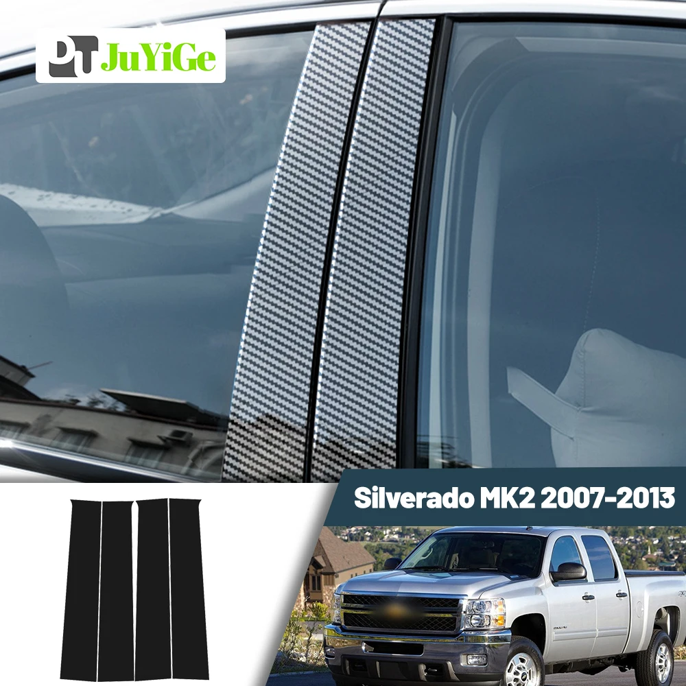 

Glossy Black Carbon Fiber Window Door Deal B C Pillar Post Cover Sticker For Chevrolet Silverado 2007-2013 2008 2009 2010