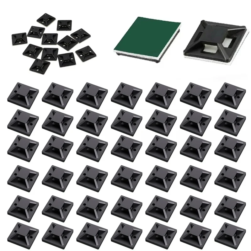 Fixed Wire Clip Clamp 100 Pcs Self Adhesive Nylon Cable Organizer Wall Holder Base For Desktop Car Office Cable Clamp Fixed Seat
