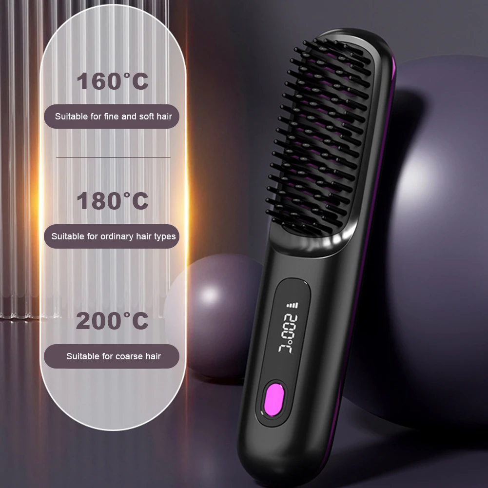 Electric LCD Ceramic Heating Straight Hair Comb 3 Setting Smoothing Negative Ion Hair Care Comb Brush Negative Ion Styling Tool