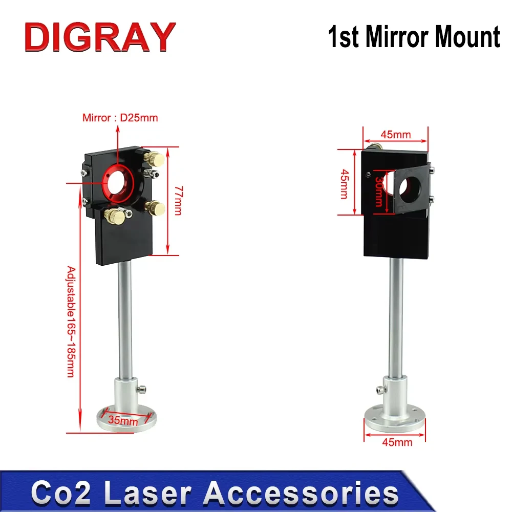 DIGRAY Co2 Laser Head First Mirror Mount Dia.25mm Reflective Mirror Integrative Mount for Laser Engraving and Cutting Machine