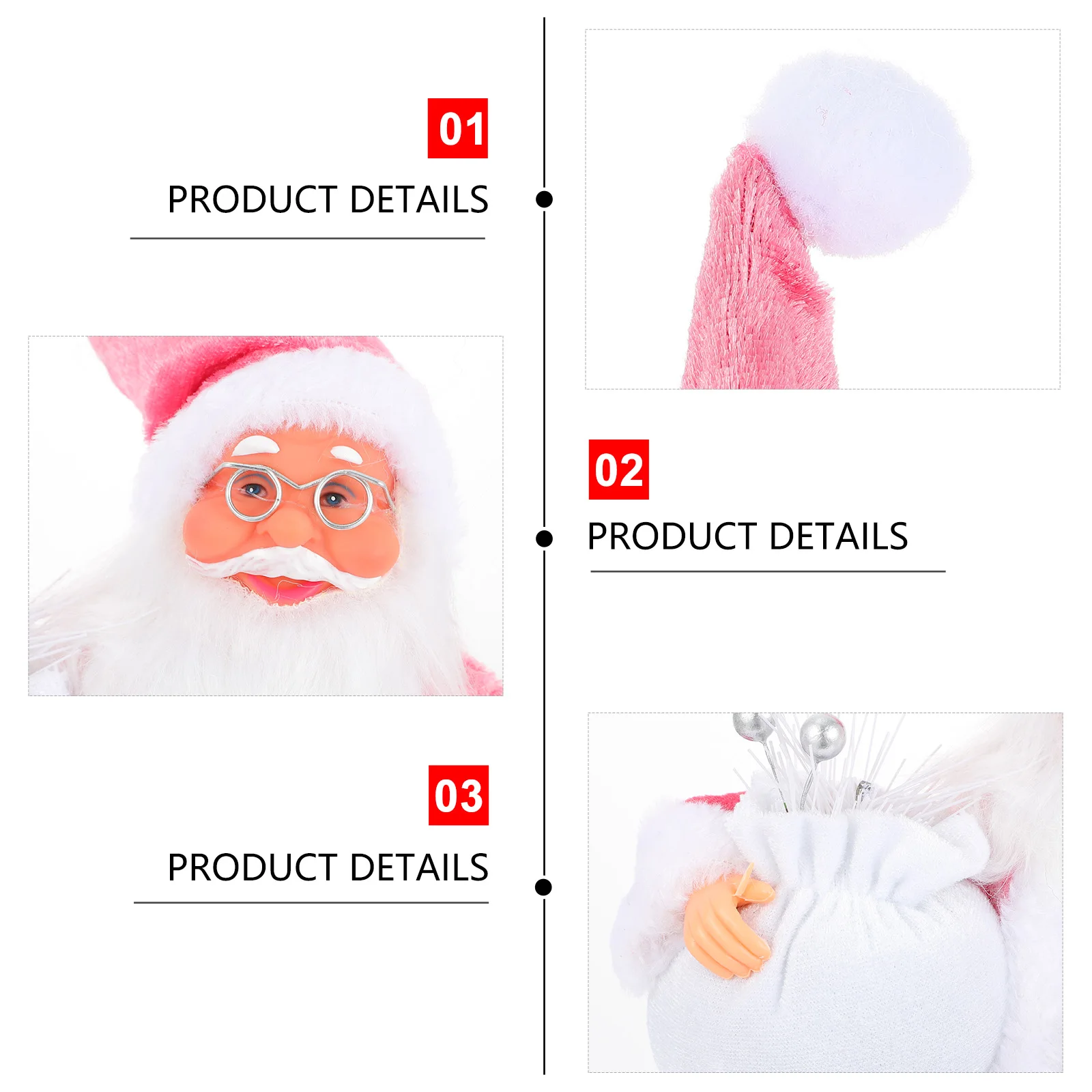 

1Pcs Pink Santa Claus Decoration Christmas Ornament Supplies for Home Santa Claus Decor Xmas Decoration