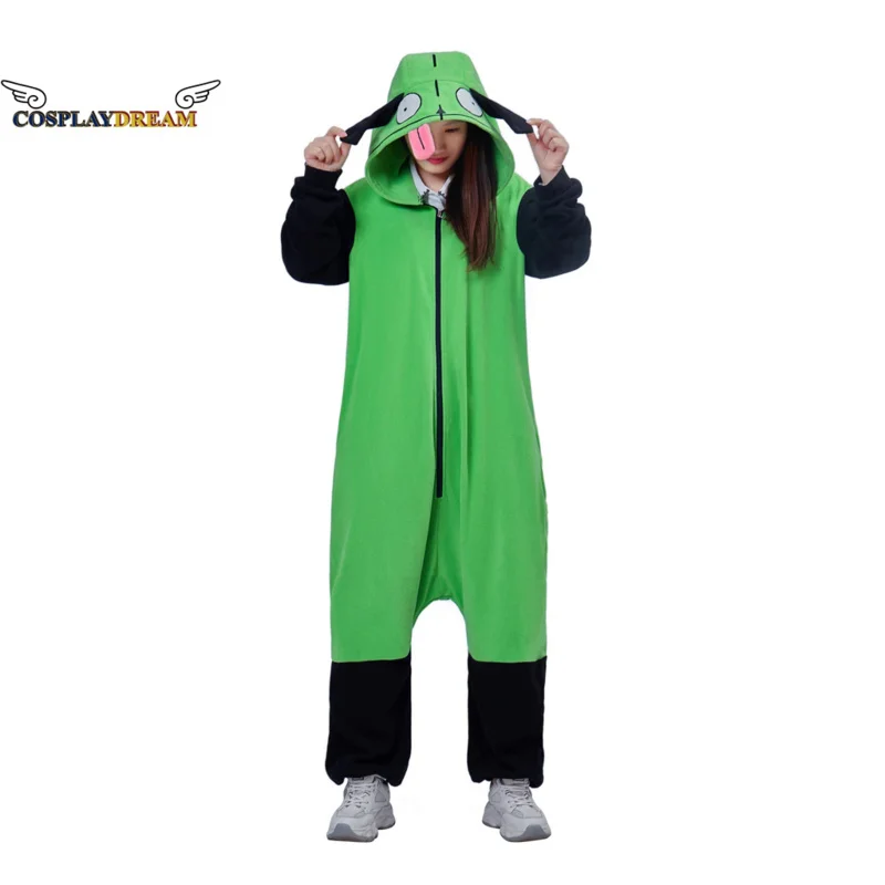 Invader Zim Cosplay Costume Invader Zim Onesies Pajamas Allien Cosplay Hoodie Pajamas Animal Onesies Pajamas Cosplay with Ears