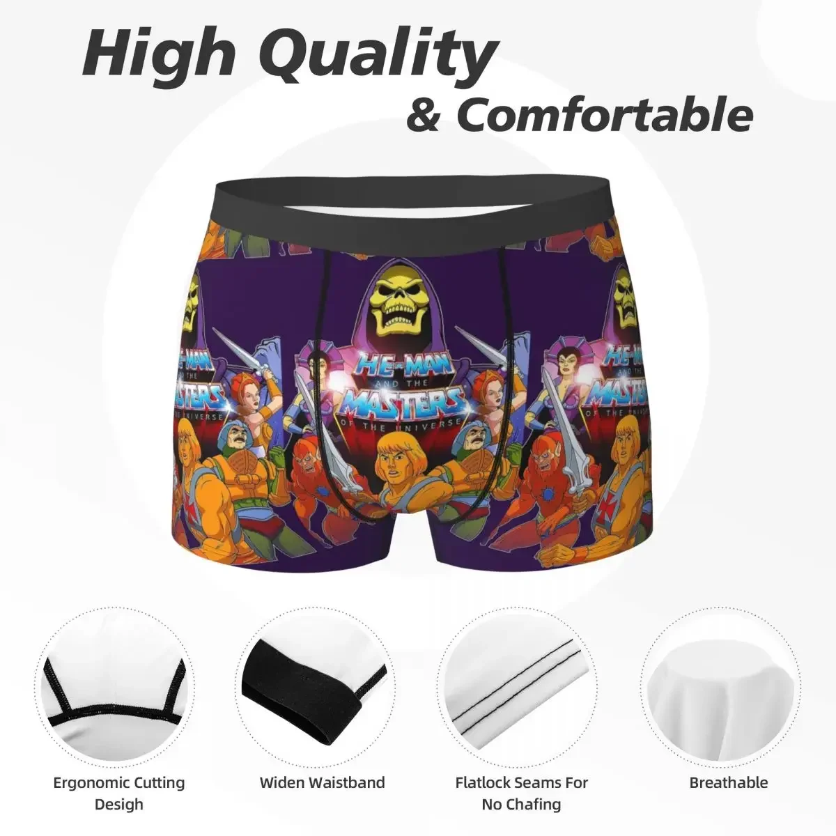 Cuecas boxer shorts he-man e amigos mestres do universo esqueletor heman calcinha masculina respirável roupa interior para homme homem