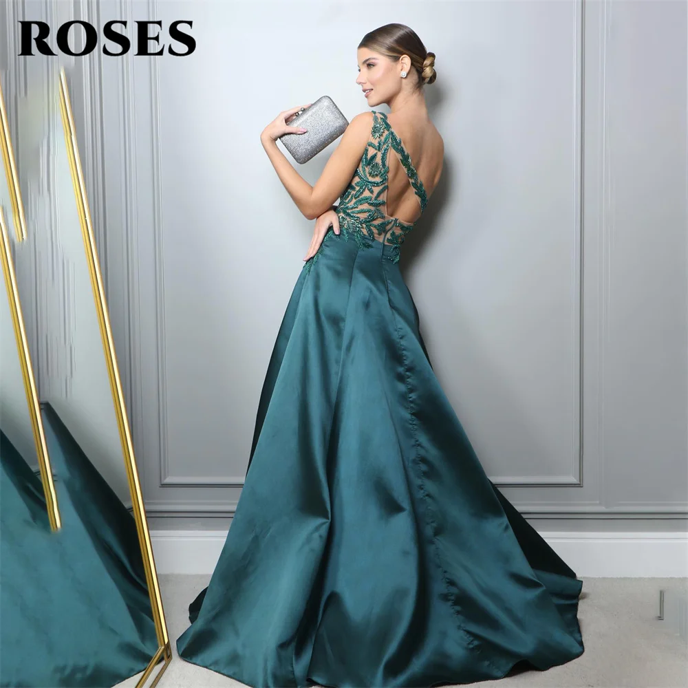 ROSES A Line One Shoulder Prom Dress Embroidery Sequin Party Dresses Stain Celebrity Gowns Wedding Party Dress вечерние платья