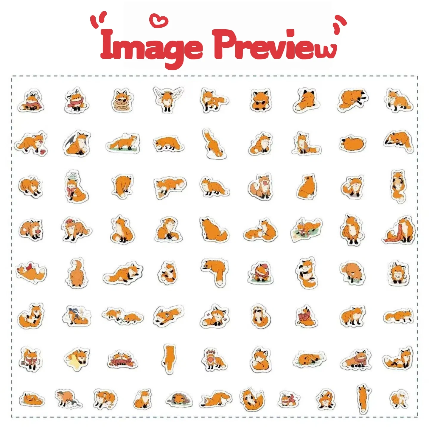 80 قطعة من ملصقات الثعلب اللطيفة الصغيرة - شارات كاواي صغيرة لأجهزة الكمبيوتر المحمول وزجاجة المياه وسجل القصاصات DIY هدايا ديكور صغيرة #6