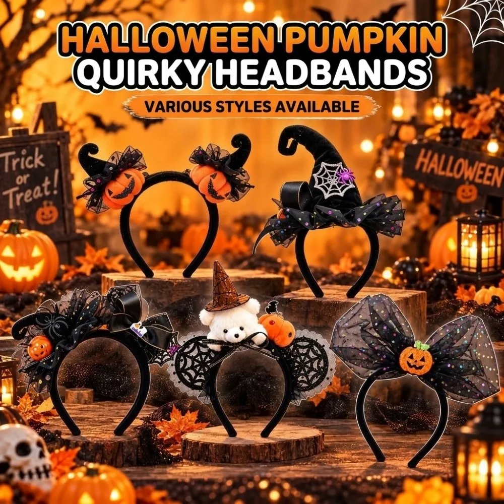 Spider Halloween Headband Ghost Pumpkin Witch Hat Headband Party Decor Hat Cartoon Halloween Party Hair Band Photo Props