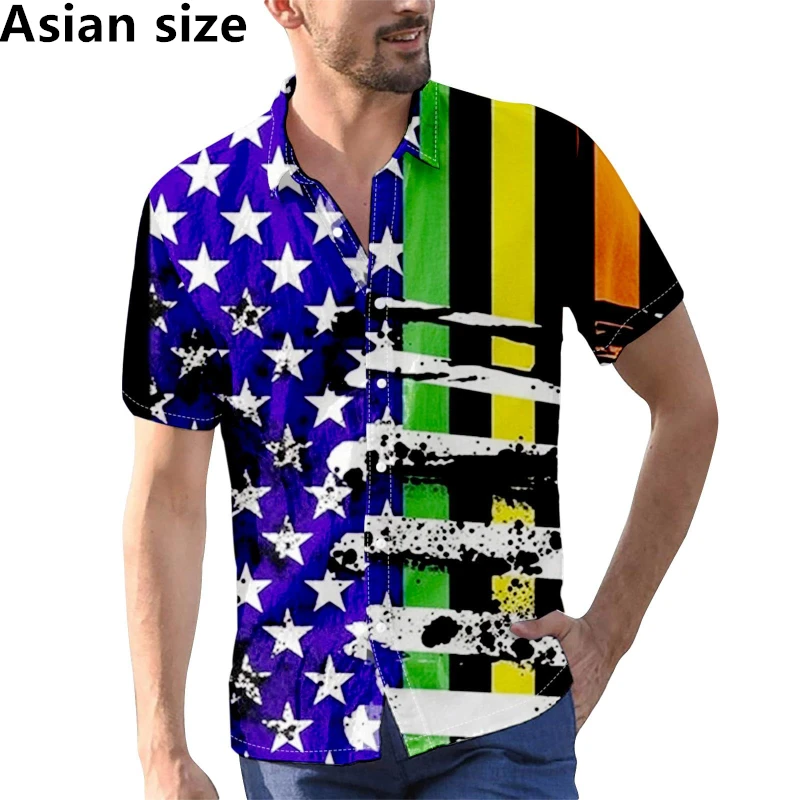 Independence Day American Shirt Printed Short Sleeved T-Shirt Summer Casual Shirts For Men Daily Holiday Unisex Streetwear Tops
