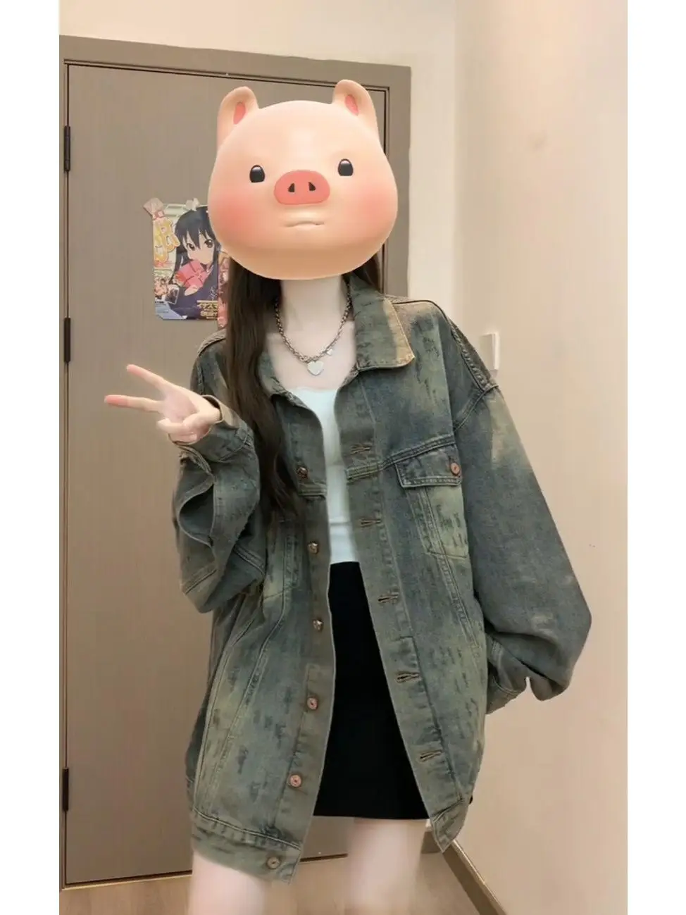 

Denim Coats Ladies Womens Summer Ultra-Short Knitted Balloon Sleeved Minimalist Sashes Pocketed Drop-Shoulder Open-Front Airy OL