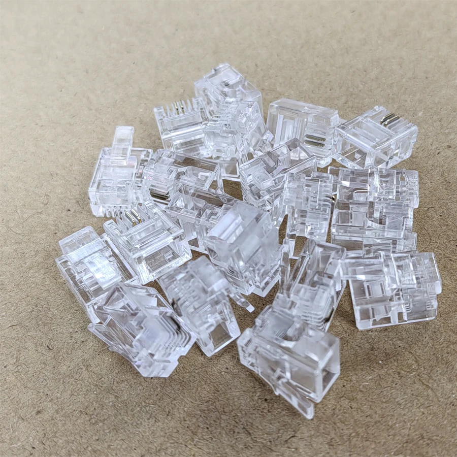 1000 stks/partij RJ11 6P2C Modulaire Plug Netwerkkabel Connector Clear 2 P Voor Telefoon