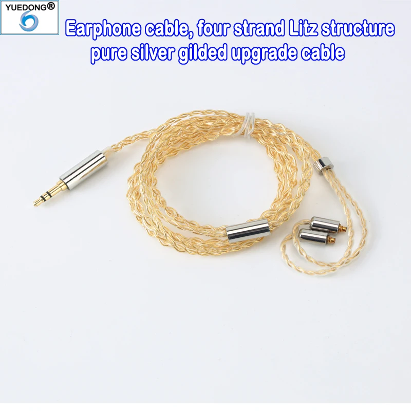 Sagitário Headphone Cabo Litz Estrutura Prata Pura Dourada Atualização Cabo HIFI Sound Quality DIY 0.78mm, Mmcx