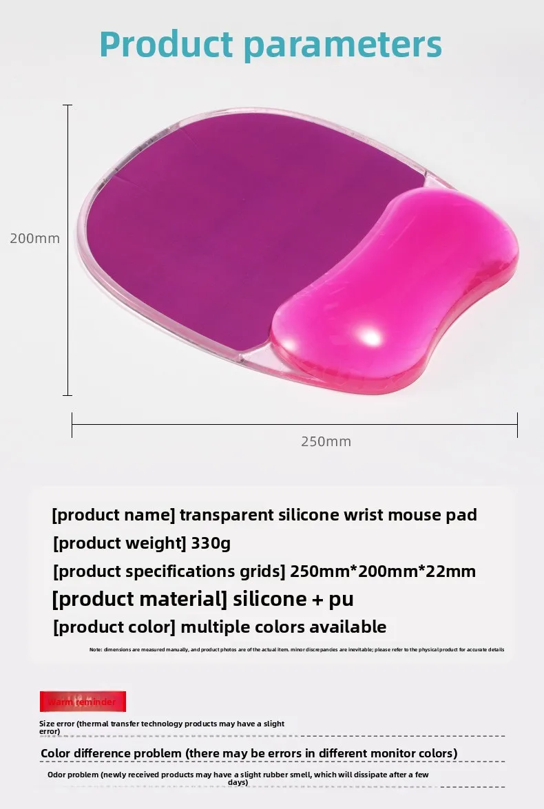Transparente Kristall-Silikon Handgelenkauflage Wasserdichte Schreibtischunterlage für Büro und Gaming Große Größe 3 Farboptionen – Detail 3