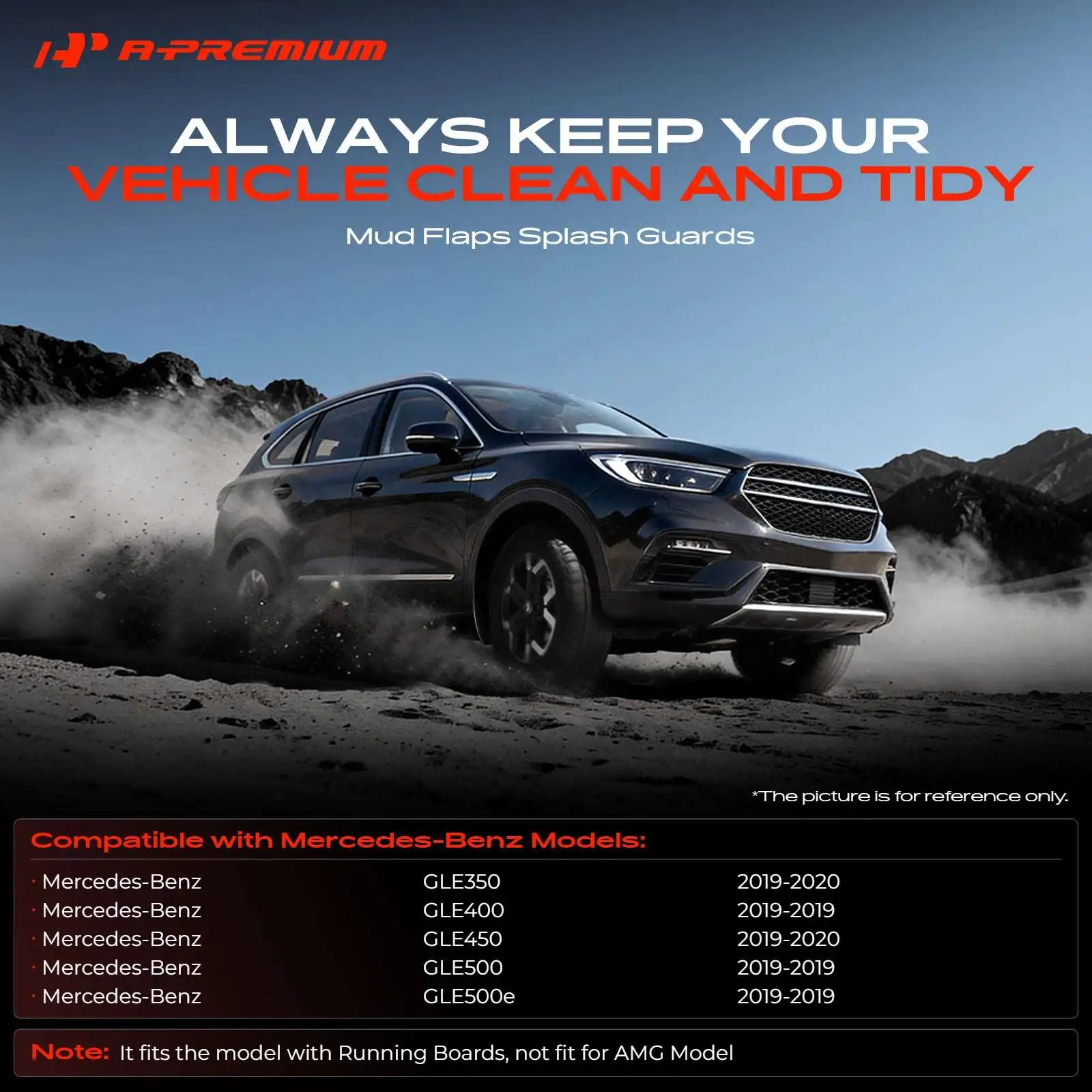 A-Premium 4Pcs Front & Rear Splash Guards Mud Flaps for Mercedes-Benz GLE350 GLE450 2019-2020 GLE400 GLE500 GLE500e 2019