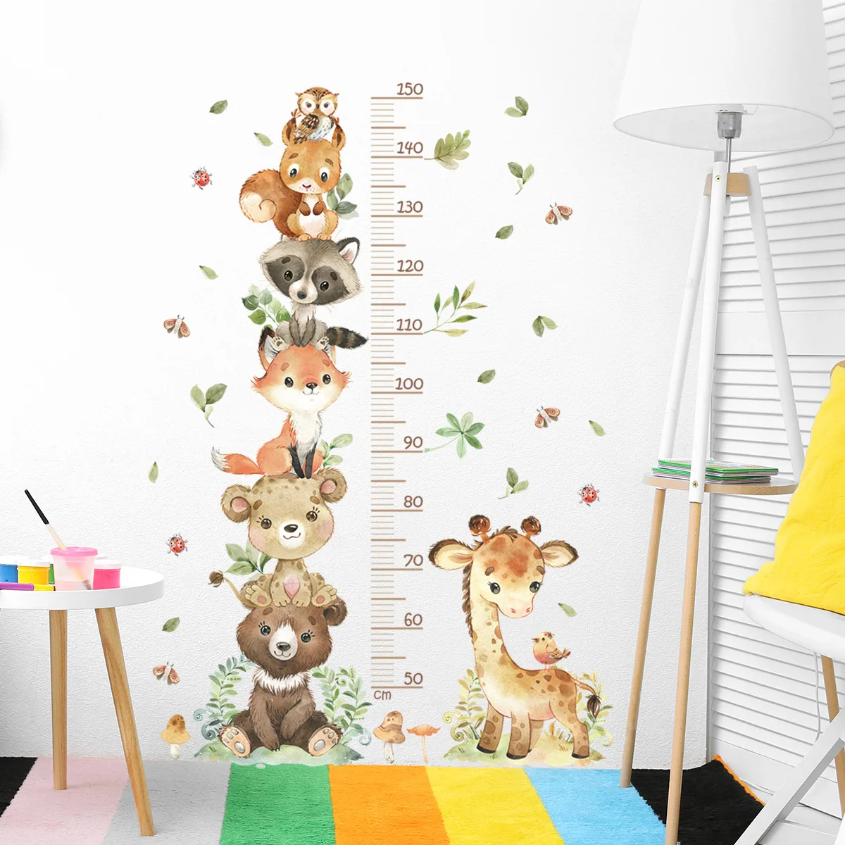 1Set Novelty Funny Cartoon Animals Height Wall Stickers Art Home Decorations Wall Decals For Living Room Kids Room Wall Decor