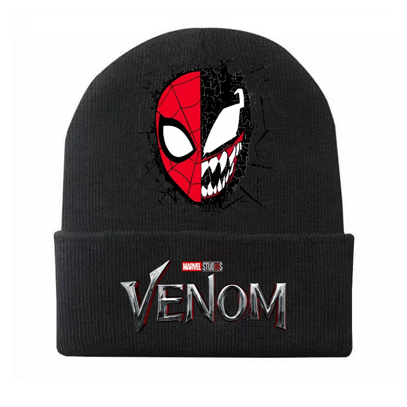 Venom Spiderman Marvel Boys Child\'s Knitted Hat Movie Cartoon Infant Beanie Outdoor Casual Warm Vogue Hundred Take Knitting Caps