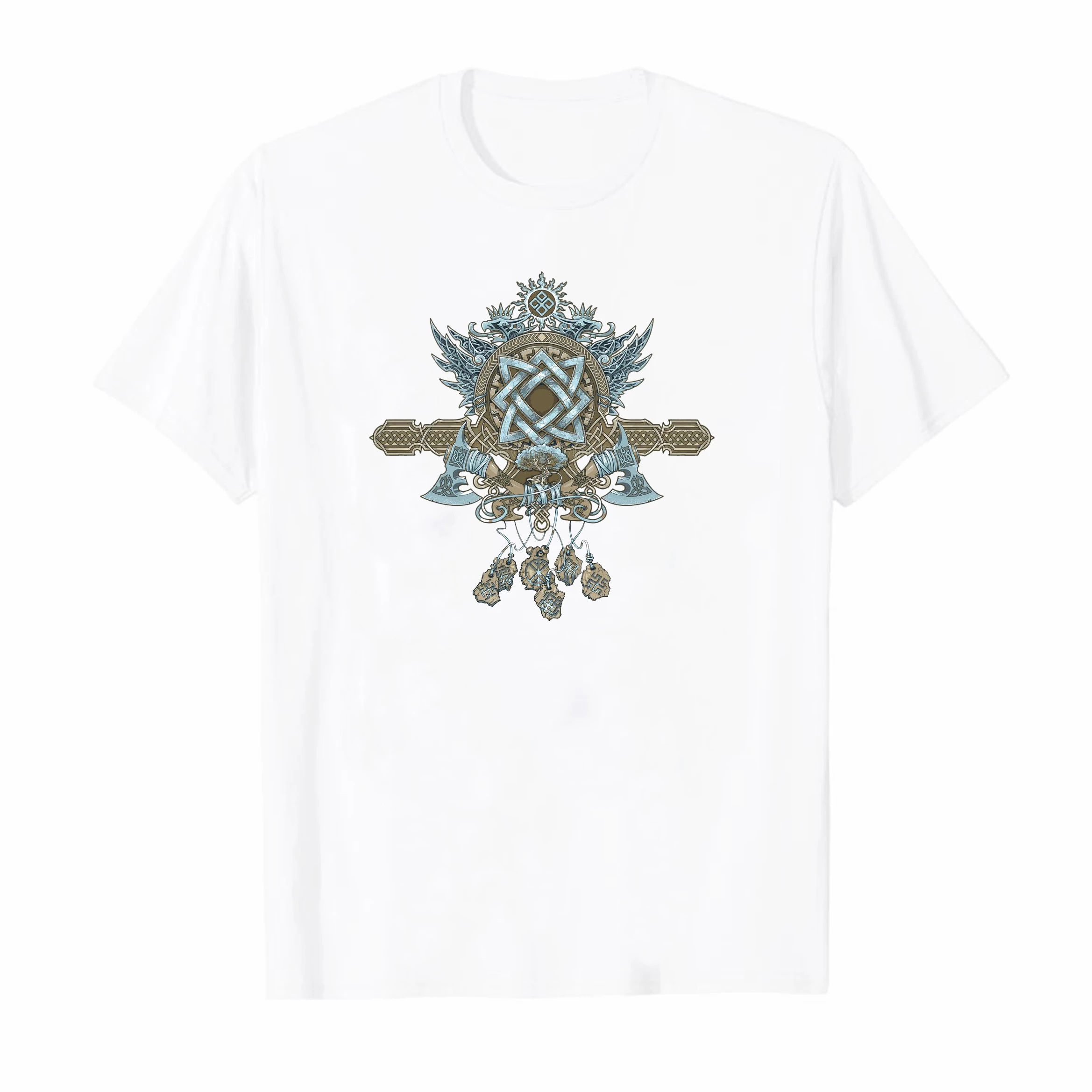 Eslavo encantos ornamento e amuletos camiseta manga curta casual 100% algodão o-pescoço verão masculino camiseta tamanho S-3XL