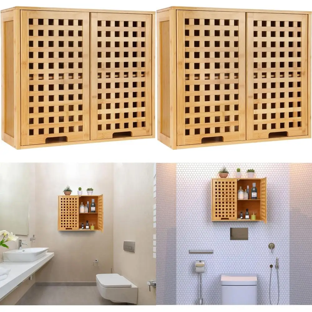 

Настенный шкаф для ванной комнаты, настенный органайзер, аптечка, хранилище над унитазом, бамбуковые аптечки с дверцами и