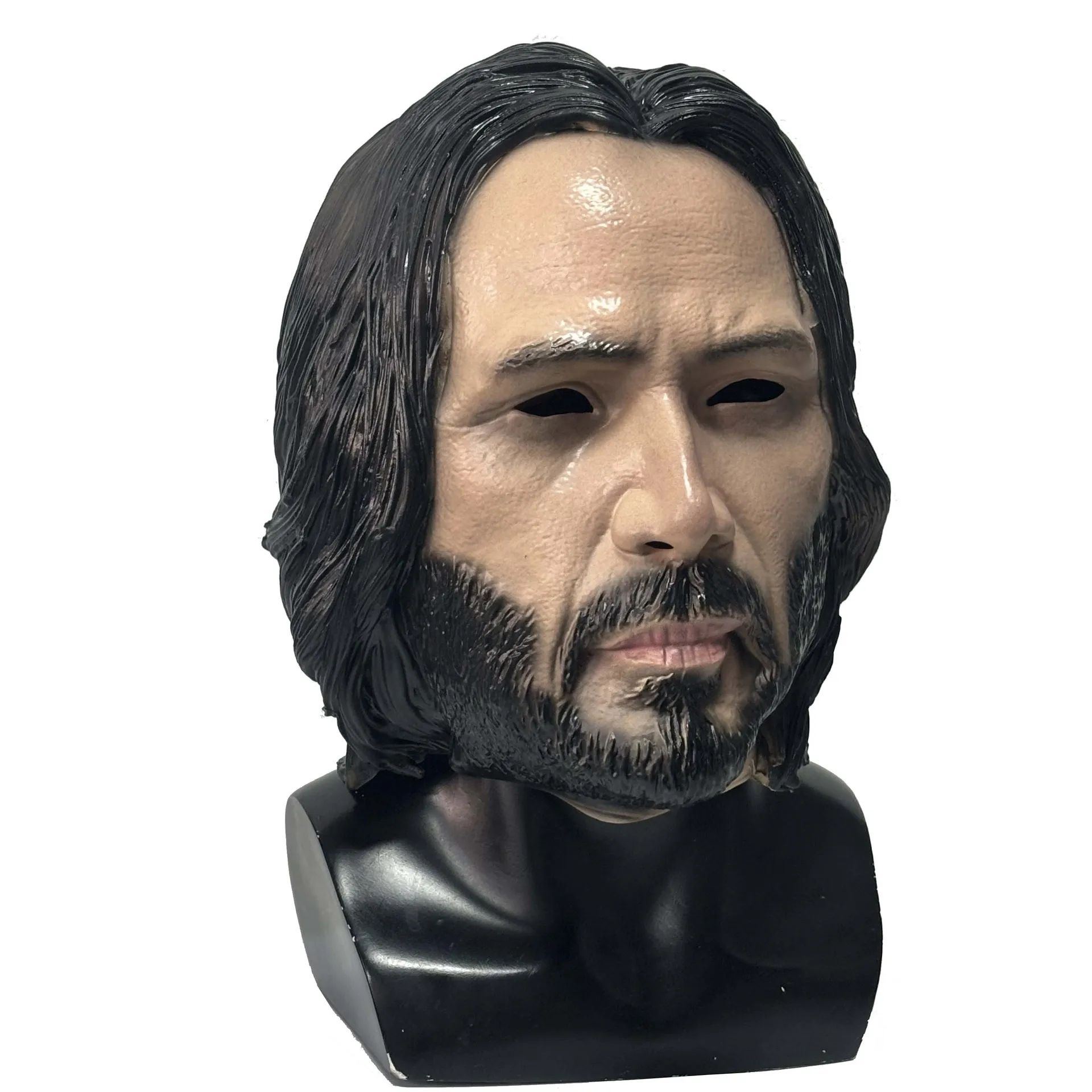 Realistische Latex-Maske für Männer, Cosplay-Maske, Halloween-Party-Kostüm-Requisiten, Erwachsenen-Vollkopfmaske mit Haar und Bart – Detail 4