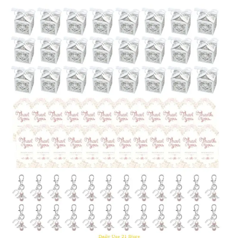 

24pcs Angelic Keychains Set with Candy Box and Thanks Card for Party Supplies