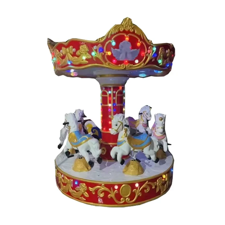 2026 6 Players  Vertical Coin-Operated Horse Carousel Kids Toy Outdoor Kiddie Rides for Sale for Shopping Mallspromote sales