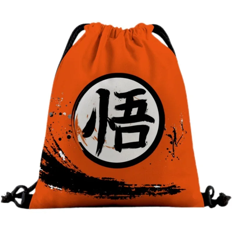 Mochila de Lona con Cordón de Dragon Ball, Diseño de Sun Wukong y Vegeta, a Todo Color, para Estudiantes, Bolsa de Viaje y Almacenamiento