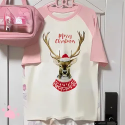 Christmas top tees women Comfortable Punk kawaii Pastel shirt Retro graphic Graphic women Classic Digital